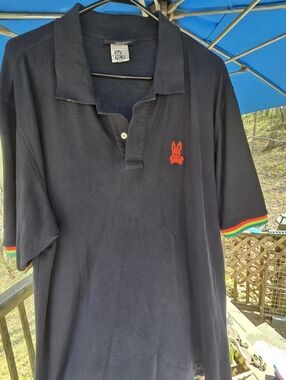 Psycho Bunny Navy Polo with White Logo Tag